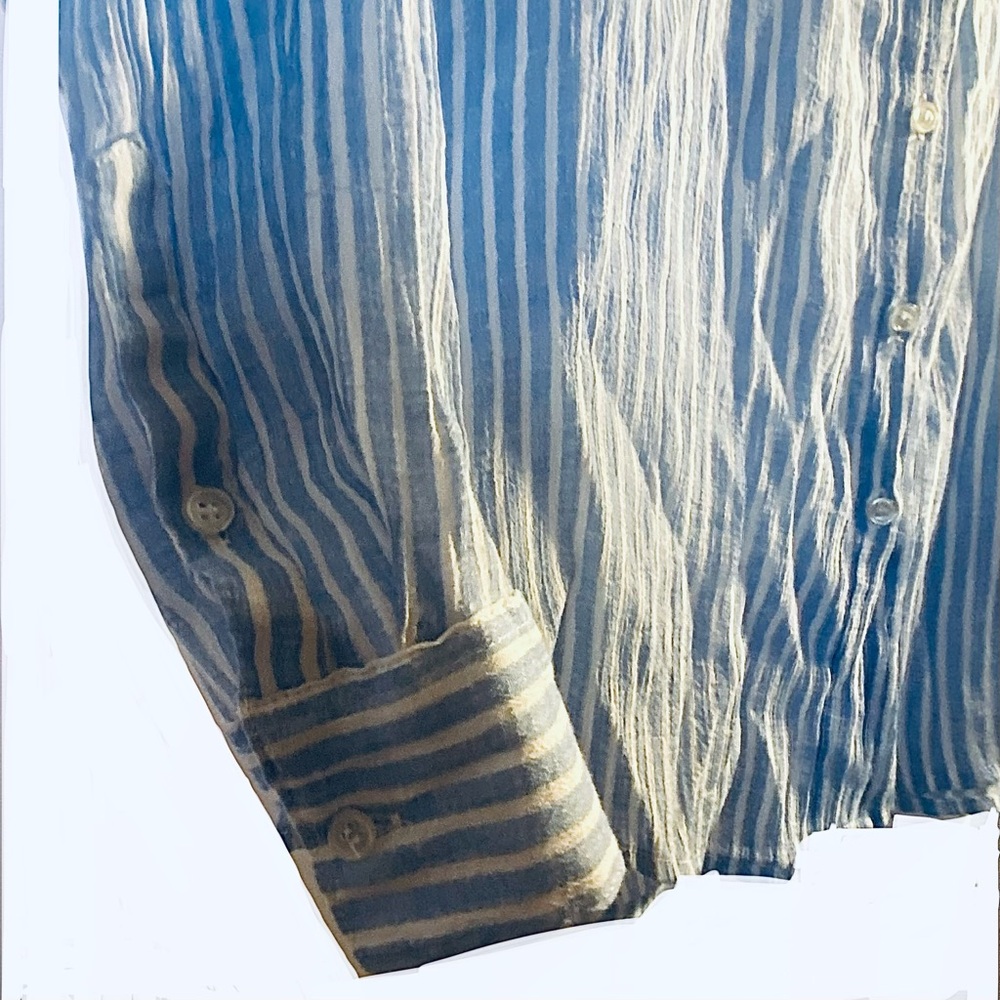 Chic Blue/White Stripe Button-Up Long sleeve - Picture 5 of 6